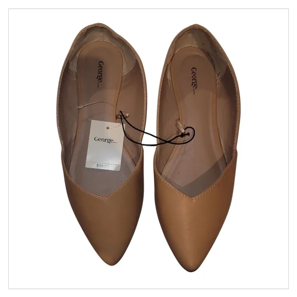 George Nude Pointed Toe Ballet Flats Minimalist Work Shoes NWT - Picture 3 of 7